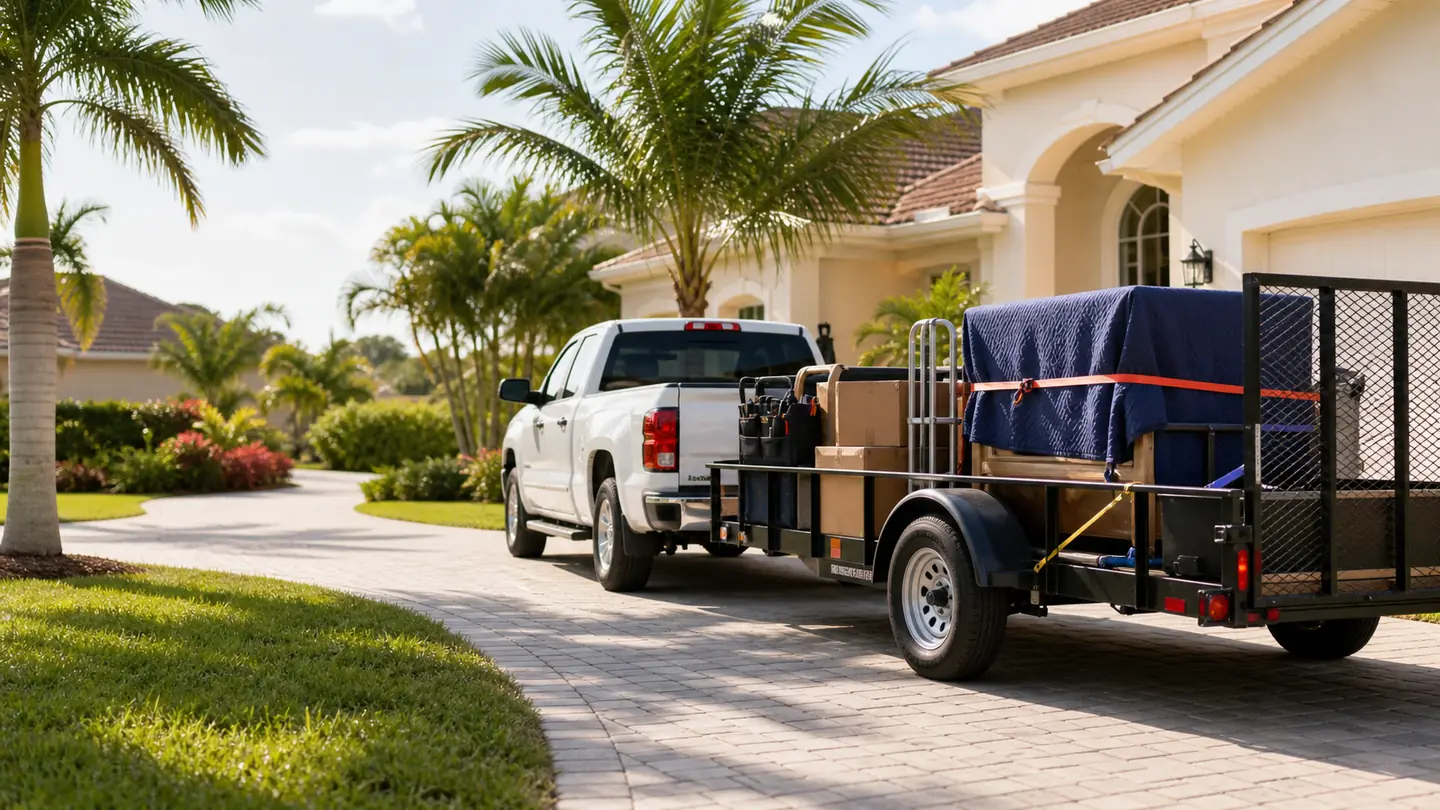Truck and trailer ready to handle a return run